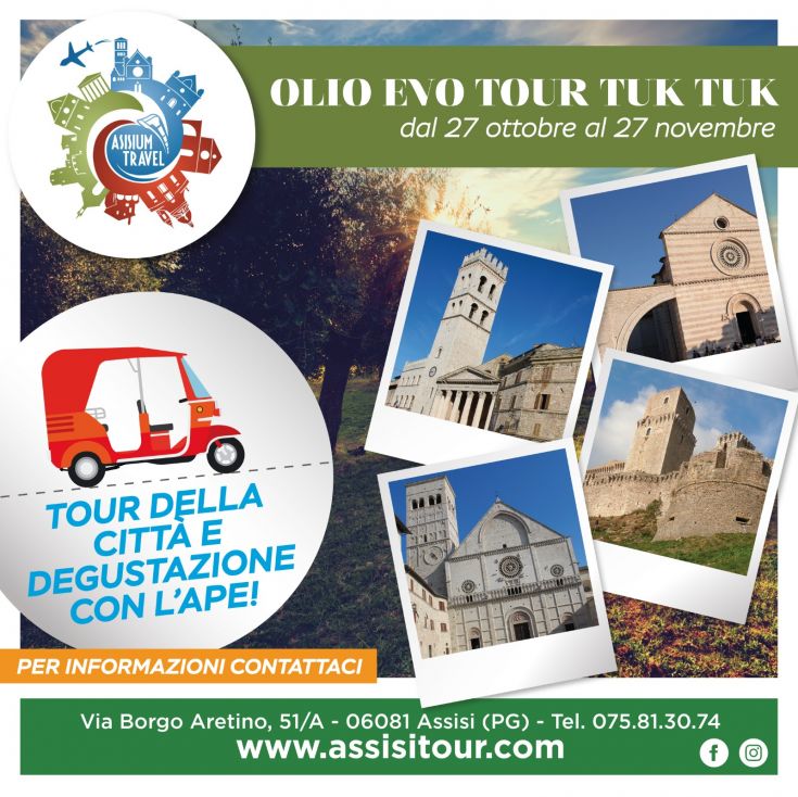 Esplora Assisi con un tour in Tuk Tuk e una degustazione di olio EVO locale.