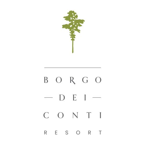 Logo des Borgo dei Conti Resorts, das die Eleganz und den Charme des umbrischen Kontexts hervorhebt.