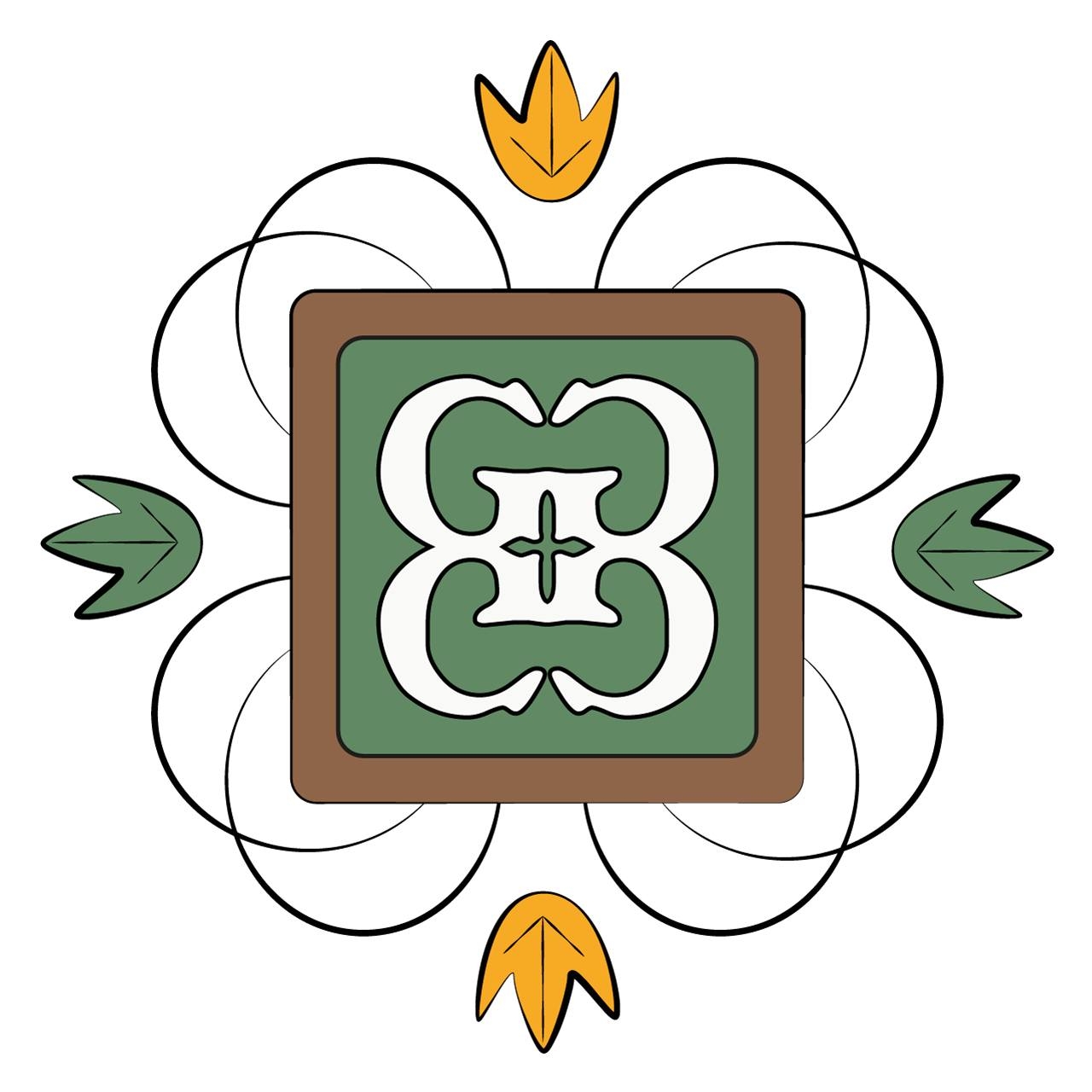 Un semplice motivo decorativo che presenta foglie e curve, riflette lo stile del ristorante.