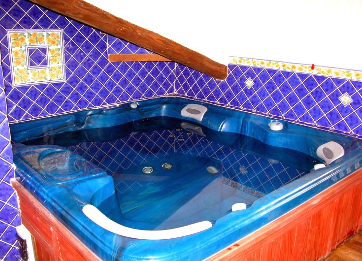 Un coin serein avec un jacuzzi, parfait pour la détente et le confort.