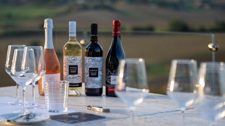 Wine glasses ready for an evening of tasting surrounded by nature.