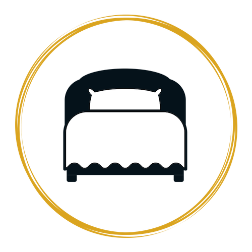 Logo di Camere la Basilica con un’icona stilizzata di letto matrimoniale dentro un cerchio arancione.