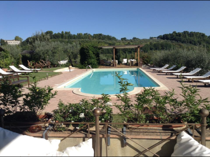 A pool surrounded by greenery, perfect for relaxing moments outdoors.
