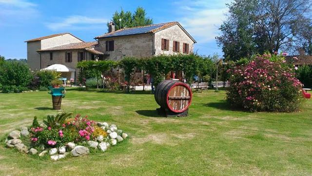Un jardin au vert entourant une ferme, avec un jardin bien entretenu qui apporte sérénité à l'environnement.