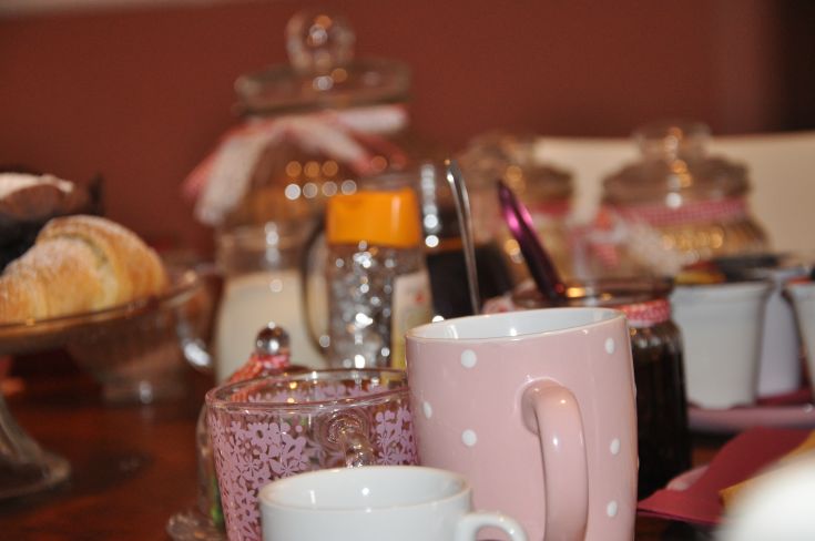 Generous breakfast with fresh pastries, hot beverages, and a wide selection of foods.