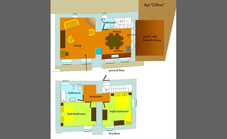 Karte der Wohnungen mit Informationen zu Räumen und Merkmalen. Ideal für Gruppen oder Familien.