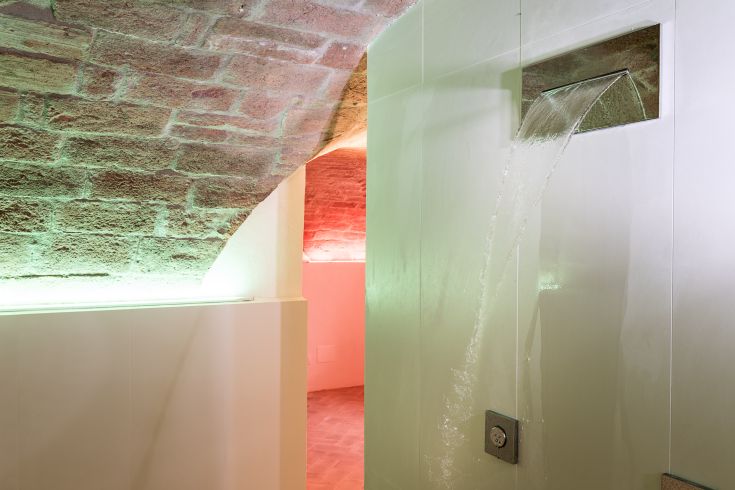 A wellness space featuring an emotional shower in a clean, relaxing environment.