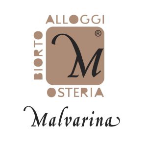 Logo de l'Osteria Malvarina, un lieu qui offre une cuisine de qualité et un hébergement pour les visiteurs.