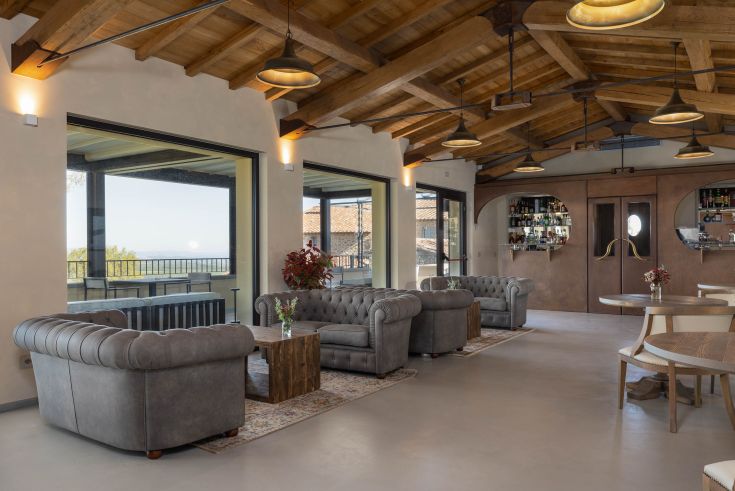 A spacious living room with comfortable sofas, ideal for relaxation and social gatherings.