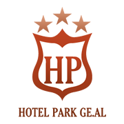 Logo semplice del Park Hotel Geal con uno scudo e stelle, rappresenta l’accoglienza e la qualità dei servizi.