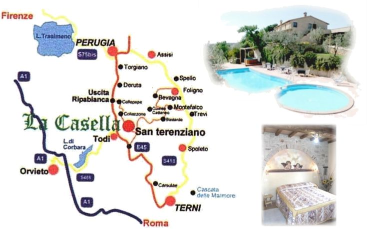 Agriturismo La Casella propone sistemazioni tipiche, una piscina e un ristorante con piatti umbri.