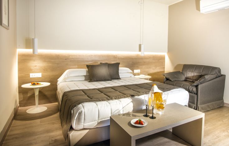 Chambre d'hôtel simple et confortable, offrant les principaux équipements pour un séjour agréable.