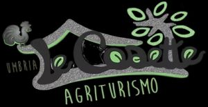 Logo di un agriturismo caratterizzato da elementi naturali e un gallo stilizzato.