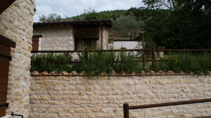 Steinbau umgeben von Grün, perfekt für einen ruhigen Rückzugsort in der Natur.