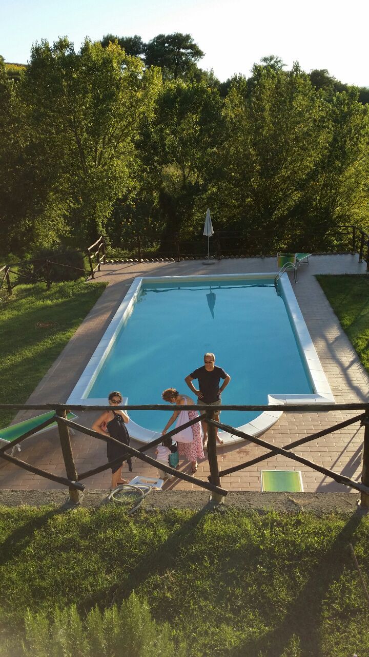 A relaxing pool surrounded by plants, located in an agriturismo immersed in the Umbrian nature.