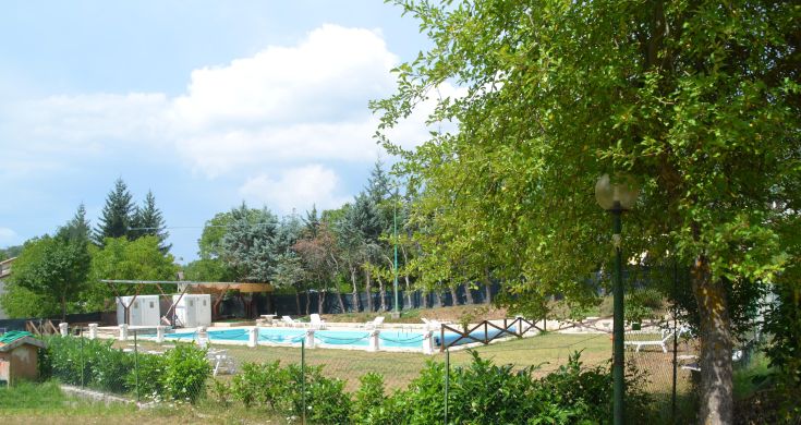 Un'area serena con piscina circondata da vegetazione, perfetta per momenti di relax.