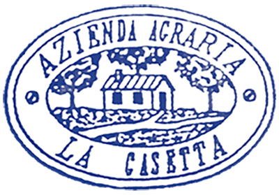 Logo di un agriturismo, La Casetta, inserito in un contesto naturale sereno.