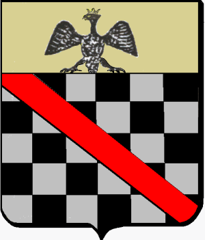 Stemma raffigurante un'aquila coronata su uno sfondo a scacchi, associato alla nobiltà.