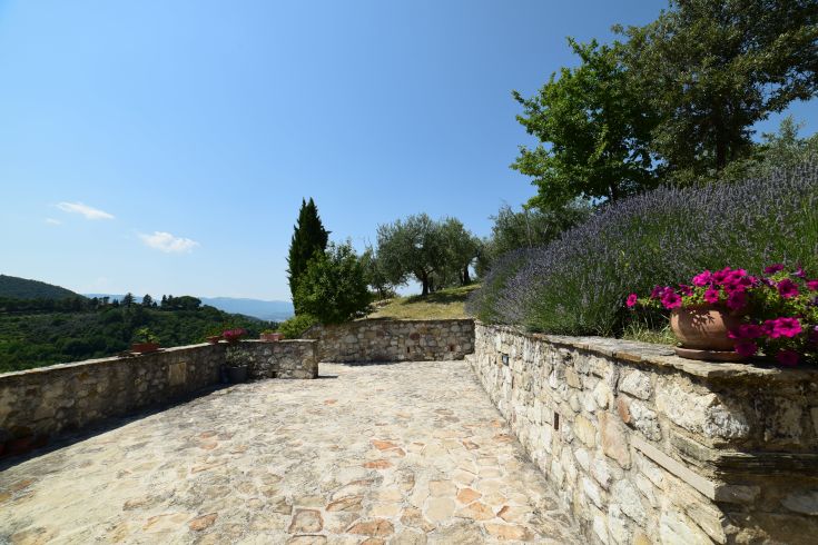 Outdoor space with a view of hills and typical vegetation. A relaxing and natural environment.