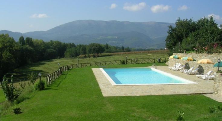 Una piscina esterna immersa nel verde, perfetta per momenti di relax.