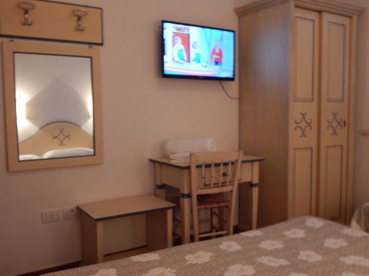 Simple room with a TV, desk, and wardrobe, perfect for a comfortable stay.