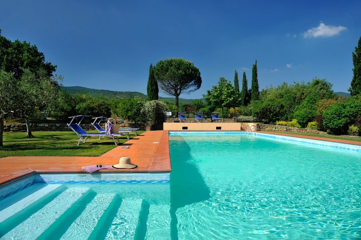 Une zone tranquille avec une piscine entourée de végétation luxuriante, idéale pour des moments de détente.