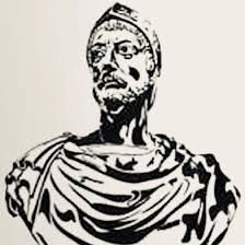 Scultura che rappresenta Annibale, noto generale cartaginese, riconoscibile per il suo atteggiamento deciso.