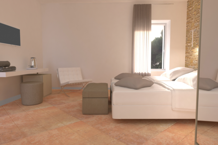 gemütliches Zimmer mit modernen Möbeln, natürlichem Licht und einer einladenden Atmosphäre.