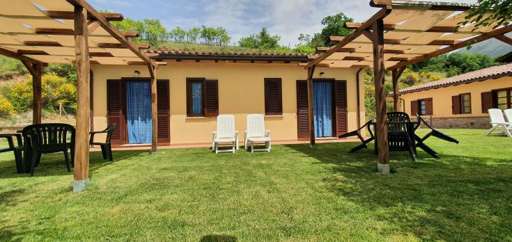 Appartements simples avec des espaces extérieurs, entourés d'espaces verts.