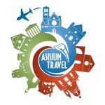 Logo di Asisium Travel, agenzia di viaggi focalizzata su Assisi e la regione umbra.