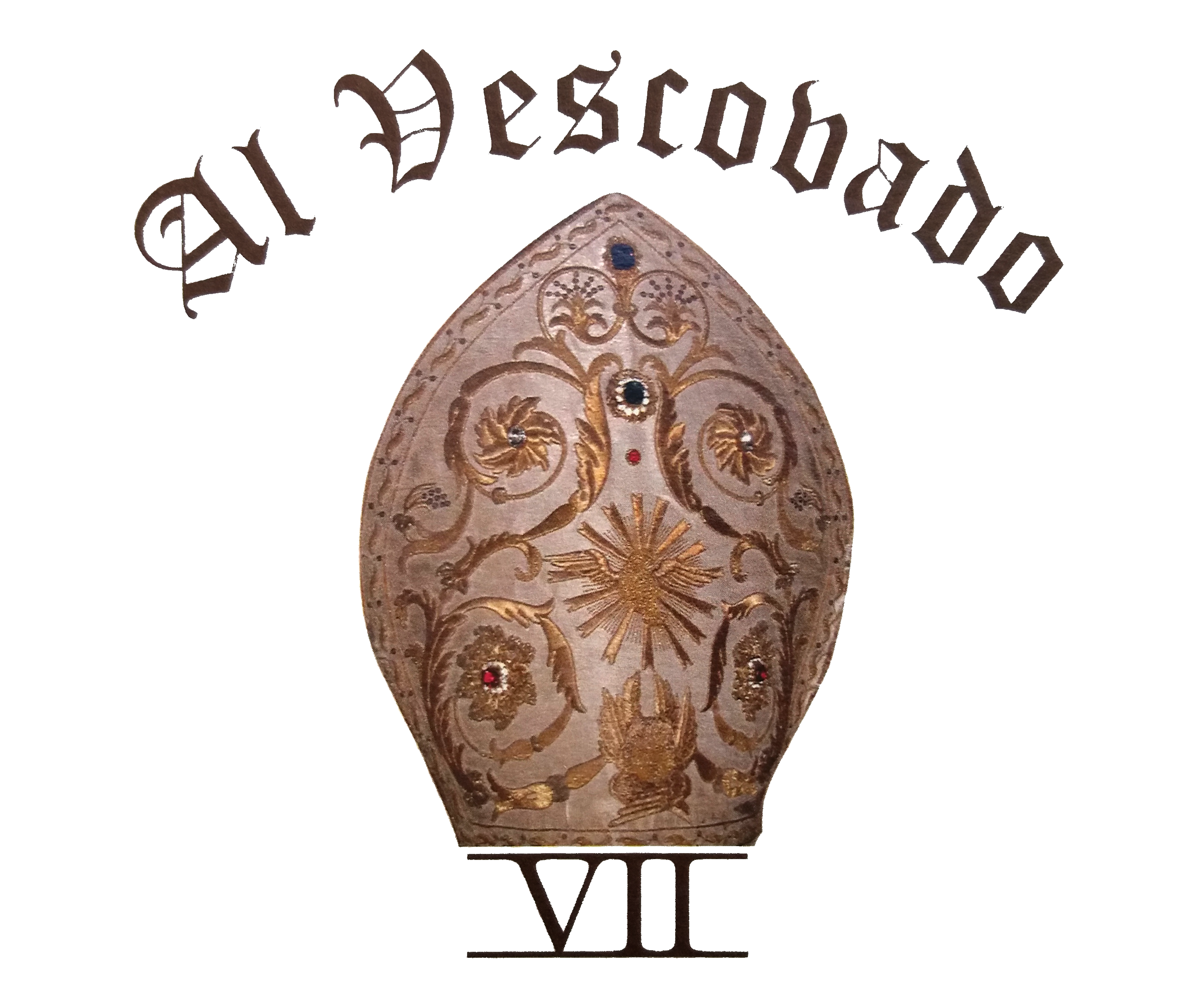 Un oggetto dorato decorato con particolari eleganti, che simboleggia il Vescovado.