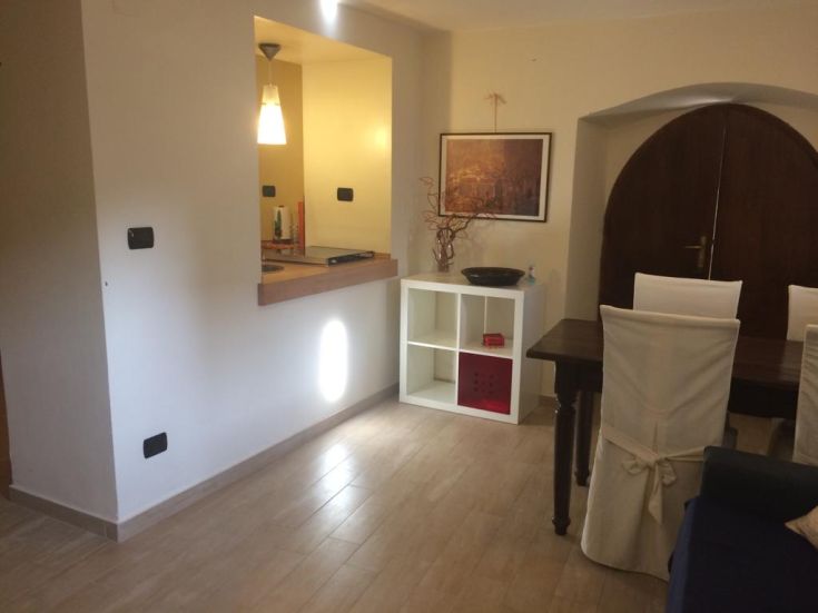 A bright and informal interior featuring an open kitchen and dining area, enhanced by understated decorative elements.