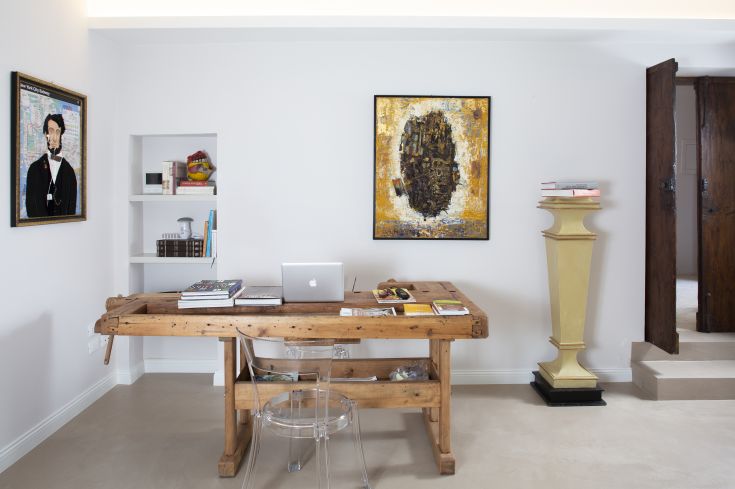 A bright workspace featuring modern furniture, perfect for working or studying.