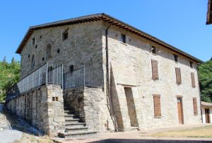 A cozy stone farmhouse surrounded by green spaces, perfect for a relaxing stay.