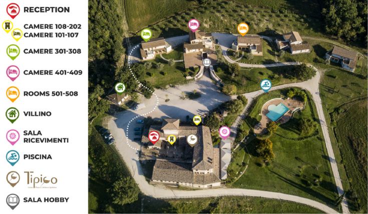 Mappa di Valle Rosa, un agriturismo in Umbria che propone relax e scoperta nella natura circostante.
