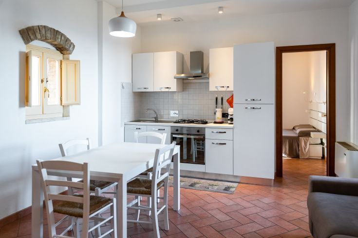 Gemütliche Wohnung mit voll ausgestatteter Küche und Blick auf Assisi.