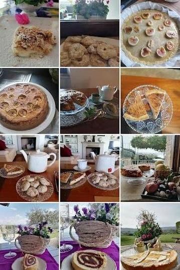 Un ensemble de desserts et de boissons servis dans un environnement calme et naturel.