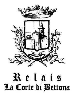 Logo simple du Relais La Corte à Bettona, avec un blason et des décorations sobres.