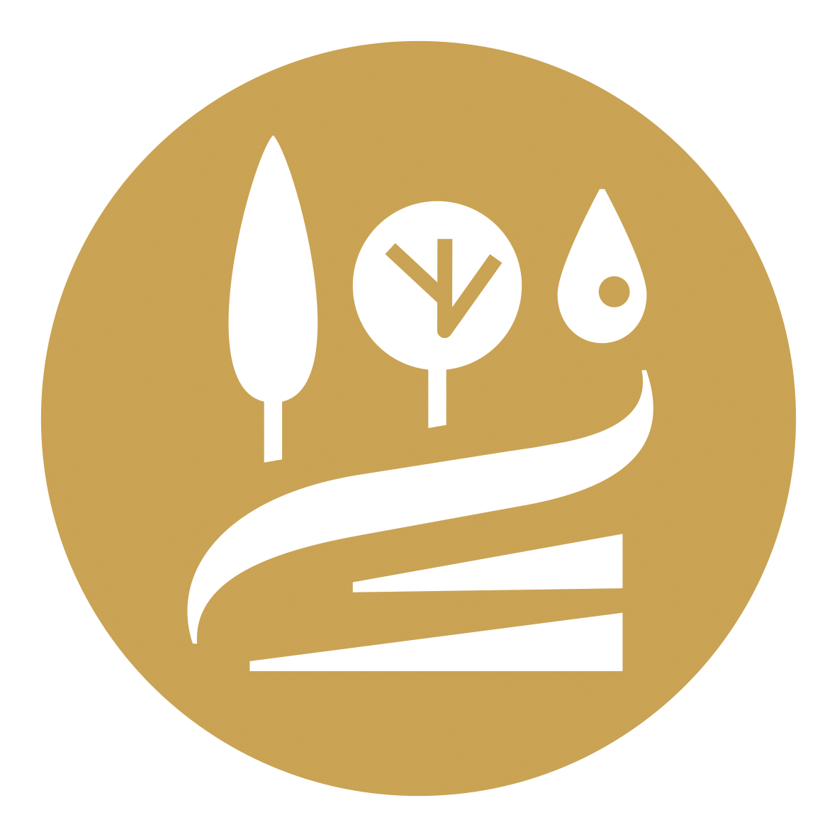 Logo di Tenuta Fogliani con un design che mostra alberi stilizzati all'interno di un cerchio, richiamando la natura.