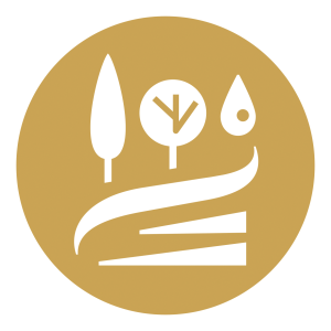 Logo der Tenuta Fogliani mit einem Design, das stilisierte Bäume innerhalb eines Kreises zeigt, das an die Natur erinnert.