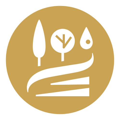 Logo di Tenuta Fogliani con un design che mostra alberi stilizzati all'interno di un cerchio, richiamando la natura.