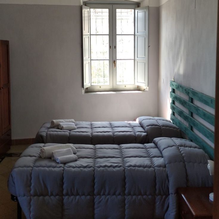 Camera con letti singoli e finestra che illumina lo spazio, adatta per un soggiorno tranquillo.