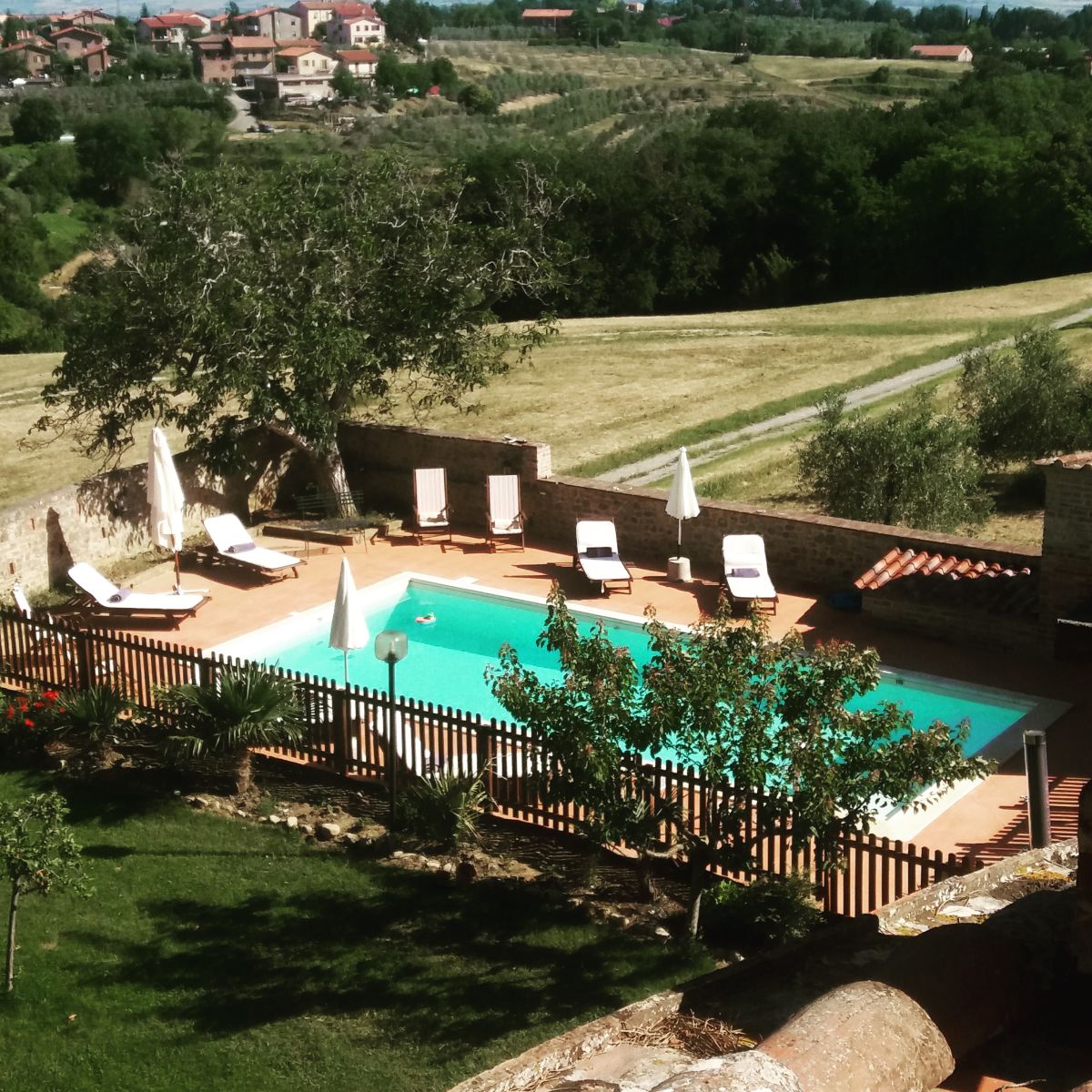 A serene scene of a pool nestled in a garden, ideal for relaxation moments.