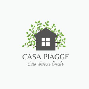 Logo von Casa Piagge, einer gemütlichen Residenz umgeben von grünen Blättern und einem braunen Haus.