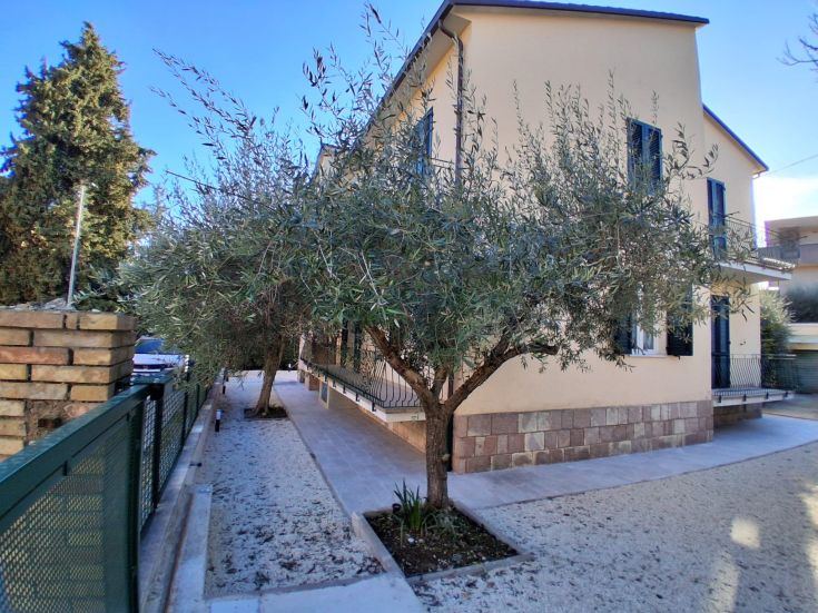 Spacious garden with olive trees and a residential palace set in a relaxed environment.