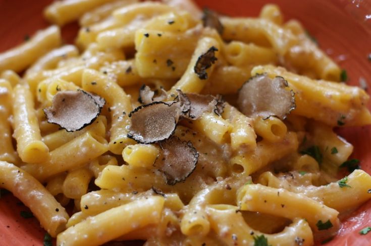 Un piatto di pasta con salsa cremosa e tartufo, semplice e apprezzato per varie occasioni.