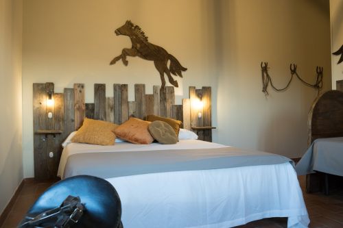 Camera accogliente con arredamento semplice, vista sulla campagna circostante, perfetta per una pausa tranquilla.